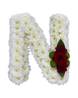 White Letter with Red Spray
